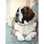 St Bernard Dog Modern Bright Multicoloured Wall Art Canvas Picture Print 18X24