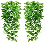 2Pcs Fake Ivy Vine Leaves Kitchen Plants for Wall House Room Garden Wedding Garland Indoor Outdoor - Decoration Artificial Hanging Plants (No Baskets)