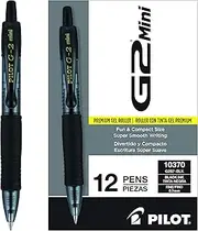 Pilot, G2 Mini Premium Rolling Ball Gel Pens, Fine Point 0.7mm, Black, Pack of 12