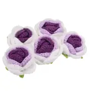 5pcs Flower Sew on Patches, Crochet Floral Petals, Gradient Purple