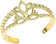[Claddagh Gold] Fine 10k Yellow Gold Lotus Flower Double Rope Toe Ring