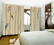 Parrot Withered Branches3D Curtain Blockout Photo Printing Curtains Drape Fabric