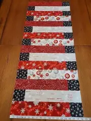 Red/Silver/Christmas Themed Fabric Quilt-Top Table Runner (18.5" x 45.5")