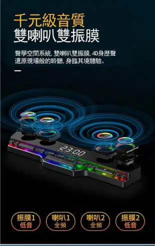 4喇叭炫彩led藍牙音箱 家用收音機遊戲電腦音響 電競音箱/電競喇叭 RGB 機械 (7.5折)