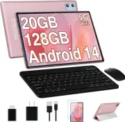 Android 14 Tablet 10.1 Inch Tablets, 20GB RAM 128GB ROM 1TB Expand Rose Gold
