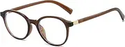 LJCZKA Round Blue Light Filter Glasses Women Men Fashion Round Computer Glasses Without Prescription Anti-Fatigue 90s for PC, TV and Mobile Phone, brown, M