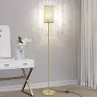 Floor Lamp, Crystal Floor Lamp with Decorative Shade, Standing Lamp with Gold