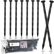 50-Pack - USA Made - 8" Inch Plastic Edging Nails, Spiral Nylon Landscape Stake/Anchoring Spikes Nail for Paver Edging, Weed Barrier, Artificial Turf & More (Fits Most Brands Dimex EasyFlex Proflex)