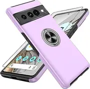 for Pixel 7 Pro Case with HD Screen Protector, [Scratch Resistant]+[Heat Dissipation] Magnetic Kickstand Shockproof Case for Google Pixel 7 Pro,Purple