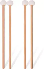 2 Pair Premium Timpani Stick Mallets Snare Drum Soft Felt for Percussion Bass