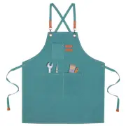 Adjustable Chef Apron Cross Back Aprons for Kitchen Cooking Painting, Turquoise