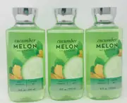 3 BATH & BODY WORKS CUCUMBER MELON BODY WASH & SHOWER GEL 10 OZ SHEA VIT E