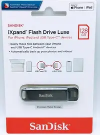 在飛比找Yahoo!奇摩拍賣優惠-SanDisk 128GB iXPAND Luxe  隨身碟