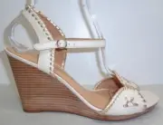 Jack Rogers Size 11 M CLARE Bone Gold Leather Wedge Sandals New Womens Shoes