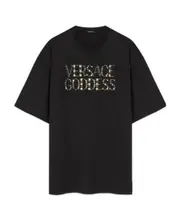 Versace Goddess-print T-shirt IT36 Black