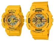 Casio SLV22A-9 G-SHOCK & BABY-G Lover's Collection Analog & Digital Yellow Watch