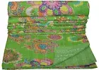 Handmade Twin Kantha Quilt Bedding Butterfly Bedspread Indian Reversible Quilt