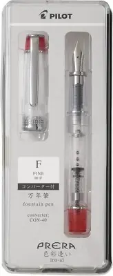 Pilot Prera Iro-Ai Fountain Pen Clear Red Fine Nib P-FPR-1-TR-F +CON-40