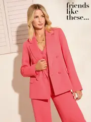 Friends Like These Pink Petite Premium Fit Millie Mackintosh Double Breasted Tailored Blazer (AW8744) | $138