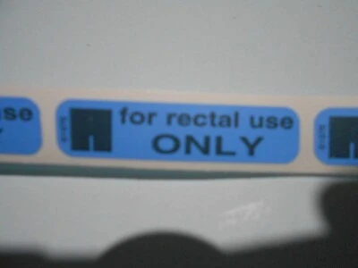 100 for Rectal Use Only Stickers / 1.5" x .375" Prank, April Fool, Joke, Trick