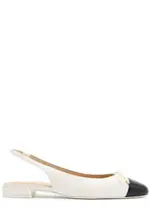 Stuart Weitzman Leather Slingback Flats - Cream 37 (IT37/ UK4)