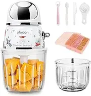 Baby Food Maker Mini Cute and Small Food Processor Puree Blender Grinder Chopper 1.2 Cup Glass Bowl with 6 Blade Electric (2 Bowls)