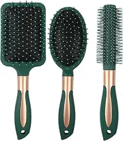 3 Pack Paddle Detangling Hair Brush, Wet Or Dry Comb For Women, Men & Kids - Removes Knots And Tangles, Best For Natural, Straight, Thick And Curly Hair - Pain Free For All Hair Types.