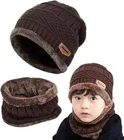 [Gxlaihly] Winter Hat for Children, Children's Winter Warm Beanie Hat and Loop Scarf Set, Children's Winter Hat Beanie Hat, Winter Hat and Scarf Set for Boys Girls from 6-15 Years