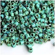 5 g Miyuki Delica Rocailles Seed Beads 11/0 (1.6 mm), Turquoise Blue Picasso
