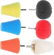 6pcs Wheel Polisher Kit for Drill High Efficiency Sponge Buffing Balls Polishing Cones for Car Wheel Detailing Quick Attachment User Friendly Design for Tight Spaces