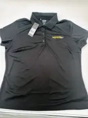 Women's ADIDAS Climalite GOLF Polo Shirt Black Top Short Sleeve A131 WYNN BET XL