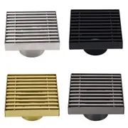 Brushed/Gold/Black/Gun Metal Square 100mm Strip Fence Floor Drain Shower Grate 50mm Waste