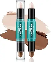 Apooliy 2-in-1 Cream Contour & Highlighter Sticks,2pcs Non-Greasy Bronzing and Illuminating Makeup,Sculpt 3D Effects,Easy-Blend Contour Pen,High Pigment