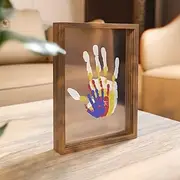 Family Handprint Kit, DIY Craft Keepsake Wooden Frame, Endless Gift Set, Non-Toxic Paints, Transparent Sheets