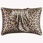 Pack of 2 Satin Pillowcases for Hair and Skin,Super Soft Silk Leopard Print Pillow Cases Standard/Queen/King Size Pillow Covers with Envelop Closure,Leopard,Queen