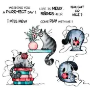 Silly Cat I Miss Mew Wish You a Purr-Fect Day Metal Cutting Dies Clear Stamps