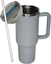 Hazel S Kitchen Grey Stainless Steel Triple Layer Insulated 40oz Tumbler with Straw,Led and Carry Handle – Leak-Proof, BPA-Free, Extra Large Capacity for Travel, Fitness & Outdoor.Australia