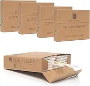500 Bamboo Cotton Swabs | Biodegradable & Compostable | Eco Product | 5 x 100 Packs | Biodegradable & Compostable | Cotton Ear Buds Swabs with Bamboo Handle |