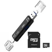 5in1 USB Micro TF Card Reader + 32GB TF Card + SD Adapter for Laptop Computer US