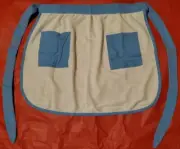Blue & White Terry Cloth Apron 19" Long 2 Pockets Made in USA Machine Washable