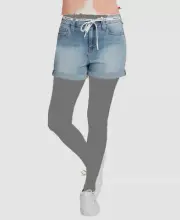 $40 Dickies Women's Blue High-Rise Cuffed Shoelace Belted Denim Shorts Size 1/25