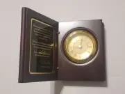 Rosewood Book Desk Clock by Stuart Austin Gold Clock Face Quartz Movement