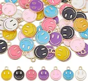 [SUPERFINDINGS] 42Pcs 7 Colors Smile Face Charms Pendants Alloy Enamel Charms with Smile 14.5x12mm Colorful Happy Face Enamel Pendant for DIY Jewelry Making,Hole: 1.5mm, 14.5x12mm, Alloy+Enamel, No
