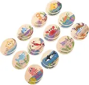 ERINGOGO 24 Pcs Kids Sea Animal Memory Matching Game Wooden Educational Toy for Early Childhood Development Improve Concentration and Memory