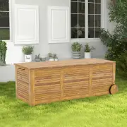 CostwayOutdoor Storage Box 182L on Wheels Rolling Patio Wooden Deck Box