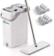 lat Floor Mop and Bucket Set for Home Floor Cleaning, Hands Free Floor