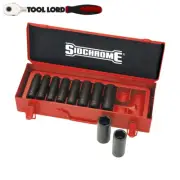 Sidchrome 10 Piece 1/2" Drive Metric Deep Impact Socket Set 10-24mm XS410MLT