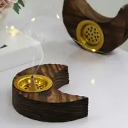 Moon Shaped Censer Home Fragrance Incense Cone Holder Wooden Incense Burner for