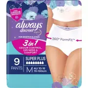 2x Always Discreet NIGHT SUPER PLUS - MEDIUM 9 Pack NEW Underwear Incontinence