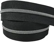 Sewing Zippers Upholstery zips, 5# Black Silver/Black Rose Gold/Black Bronze Nylon Zipper Tape, by Meter Coil Plastic Zip for Sewing Clothes(Dark Black,5Meters)